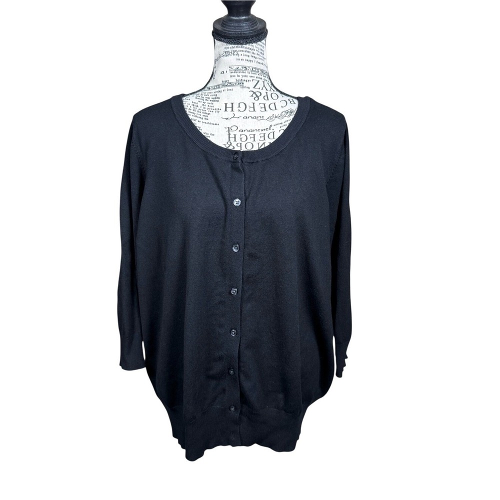 Lane Bryant Black Button-Front Sweater‎ Cardigan
